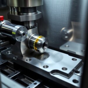 CNC machine performing In-Process Inspection using a touch probe during live machining.