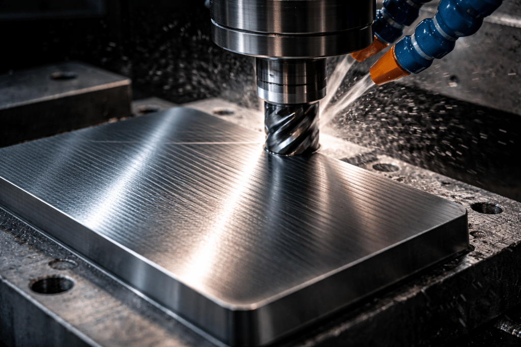 Milling finish pattern showing how surface finish CNC machining depends on stepover and toolpath strategy