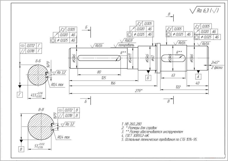 Technical drawing showing tolerances and callouts for Design for Manufacturability CNC optimization
